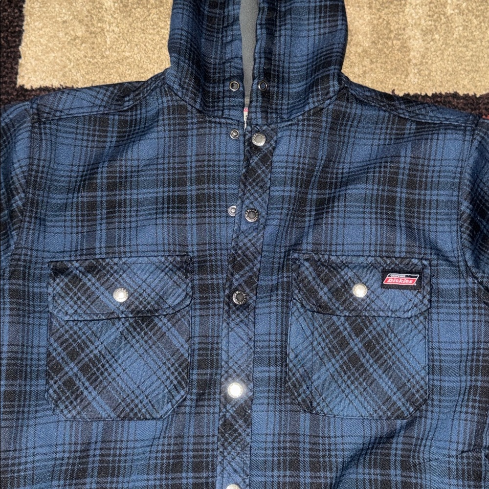 Mens Dickies Water Repellent Flannel Hooded‎ Shirt Jacket - Picture 2 of 8